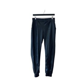 RDI Womens Black Faux Leather Jogger Pants Elastic Waist Casual Small S